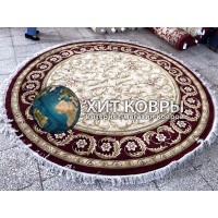 Китайский ковер 0019 Красный-крем круг